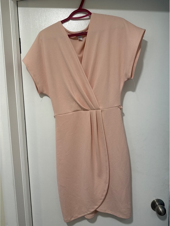 None Dresses & Skirts - Petite Wrap-Style Mini Dress in Soft Blush